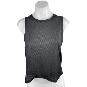 Alala Black Mesh Sheer Sleeveless Tie Back Muscle Tee Athletic Tank Top Size M